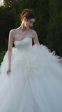 Simple Elegant Ball Gown Strapless Satin Tulle Long Wedding Dresses HZ1024