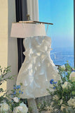 Spaghetti Straps Sleeveless Ruffles Tulle Sheath Mini Homecoming Dress HZ1024
