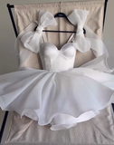 Simple Straps Sleeveless A line Satin Homecoming Dress HZ1024