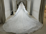 Timeless Ball Gown Off The Shoulder Satin Tulle Sequin Beaded With Veil Long Wedding Dresses HZ1024