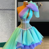 Sexy One Shoulder Short Prom Dress Homecoming Dresses HZ1024