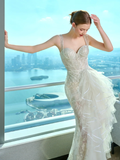 Dreamy Mermaid Sweetheart Lace Tulle Long Wedding Dresses HZ1024