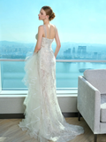 Dreamy Mermaid Sweetheart Lace Tulle Long Wedding Dresses HZ1024