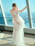 Dreamy Mermaid Sweetheart Lace Tulle Long Wedding Dresses HZ1024