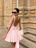 Backless Mini Gown Dress Sexy Homecoming Dress Birthday Outfits HZ1024