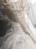 Timeless Ball Gown Off The Shoulder Tulle Lace Sequin Beaed Long Sleeves Long Wedding Dresses HZ1024