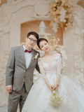 Pretty Ball Gown Tulle Applique Long Sleeves With Veil Long Wedding Dresses HZ1024