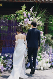 Unique Mermaid Strapless Satin Tulle Applqiue With Sleeves Long Wedding Dresses HZ1024