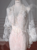 Dreamy Mermaid Halter Tulle Lace With Veil Long Wedding Dresses HZ1024