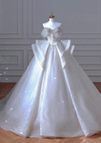 Stunning Ball Gown Strapless Satin Sequin Beads Long Wedding Dresses HZ1024