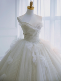 Elegant Ball Gown Strapless Tulle Sequin Long Wedding Dresses HZ1024