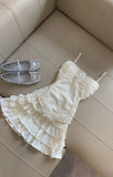 Pretty A Line Spaghetti Straps Satin Lace Tiered Short Homecoming Dress 16th Birthday Outfits HZ1024