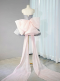 Pretty Gray Ball Gown Strapless Satin Sequin Back With Bow Short Homecoming Dress 16th Birthday Outfits HZ1024