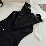 Sweet 18th Black A Line Halter Satin Beads Short Homecoming Dress Birthday Outfits HZ1024