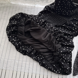 Sweet 16th Black A Line One Shoulder Satin Polka Dots Short Homecoming Dress Birthday Outfits HZ1024