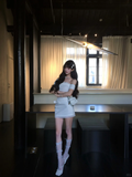Chic 20th White Mermaid Off The Shoulder Satin Short Homecoming Dress Birthday Outfits HZ1024