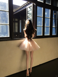 Princess 18th Pink Ball Gown Strapless Tulle Short Homecoming Dress Birthday Outfits HZ1024