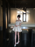 Pretty 19th A Line Off The Shoulder Satin Short Homecoming Dress Birthday Outfits HZ1024