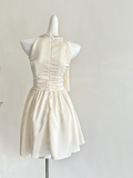 Pretty 19th A Line Halter Satin Beads Short Homecoming Dress Birthday Outfits HZ1024