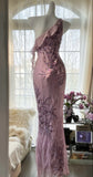Pretty Mermaid One Shoulder Chiffon Sequin Long Prom Dresses Formal Dress HZ1024