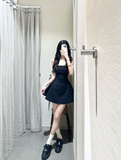 Simple Elegant Black A Line Square Satin Short Homecoming Dress 18th Birthday Outfits HZ1024
