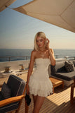 Classy A Line Strapless Satin Lace Short Homecoming Dress 20th Birthday Outfits HZ1024