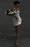 Classy Mermaid Strapless Satin Short Homecoming Dress 19th Birthday Outfits HZ1024