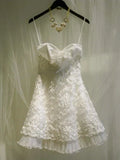 Sweet A Line Spaghetti Straps Satin Applique Short Homecoming Dress 16th Birthday Outfits HZ1024