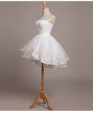 Sweet 16th White Ball Gown Satin Tulle Lace Short Homecoming Dress Birthday Outfits HZ1024