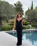 Sexy Mermaid Off The Shoulder Black Satin Long Prom Dresses Formal Dress HZ1024