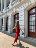 Burgundy Mermaid Spaghetti Straps Satin Long Prom Dresses Formal Dress HZ1024
