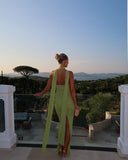Charming Mermaid Halter Green Satin Long Prom Dresses Formal Dress HZ1024
