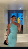 Sheath Mermaid One Shoulder Satin Long Prom Dresses Formal Dress HZ1024