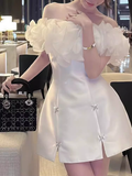 Sexy A line Strapless White Short Homecoming Dress 19th Birthday Outfits HZ1024