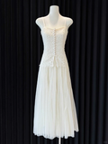 Classy A Line Spaghetti Straps Chiffon Lace Long Prom Dresses Formal Dress HZ1024