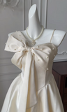 Cute A Line Spaghetti Straps Satin Beads Short Homecoming Dress 17th Birthday Outfits HZ1024