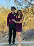 Grape Mermaid Spaghetti Straps Satin Short Homecoming Dress 21th Birthday Outfits HZ1024