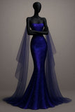 Special Shiny Mermaid Strapless Satin Sequin Long Prom Dress,Formal Dress HZ1024