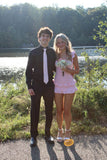 Pink Mermaid Spaghetti Straps Satin Chiffon Ruffles Short Homecoming Dress 19th Birthday Outfits HZ1024