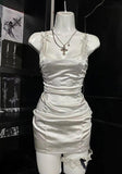 Sheath Mermaid Spaghetti Straps Satin Short Homecoming Dress 19th Birthday Outfits HZ1024