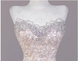 Shiny Mermaid Strapless Tulle Sequin Long Prom Dress,Formal Evening Dress HZ1024