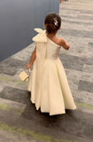 Cute A Line One Shoulder Satin With Bow Knot Flower Girl Dress HZ1024