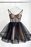 Cute Dots Black/White A-Line Homecoming Dress Short Birthday Dress HZ1024