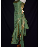 Vintage High Low Straps Ruffles Green Prom Dresses HZ1024