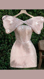 Vintage Sheath Strapless Short Sequin Homecoming Dresses 18th Birthday Dress HZ1024