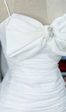 Strappy Bandeau Midi Dress White Homecoming Dress HZ1024