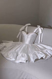 Chic A line Satin Straps Short White Homecoming Dress 20th Birthday Outfits HZ1024