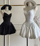 Simple A line Short Birthday Dress Satin Straps Homecoming Dresses HZ1024