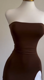 Vintage Sheath Strapless Slit Homecoming Dress 19th Birthday Outfits HZ1024