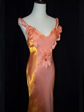 Vintage Mermaid Straps Organza Long Prom Dresses HZ1024